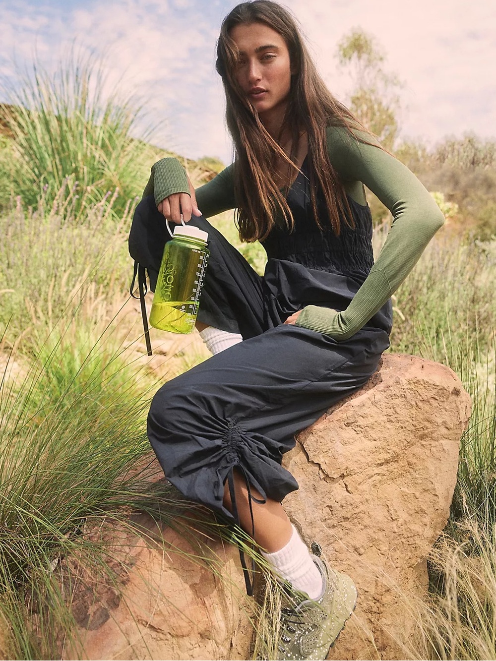 Free People Movement One Better Onesie Jumpsuit Sleeveless Black Hiking Outdoor